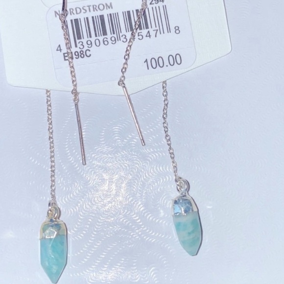 Semi-Precious Stone Sterling Threader Earrings - Picture 9 of 11